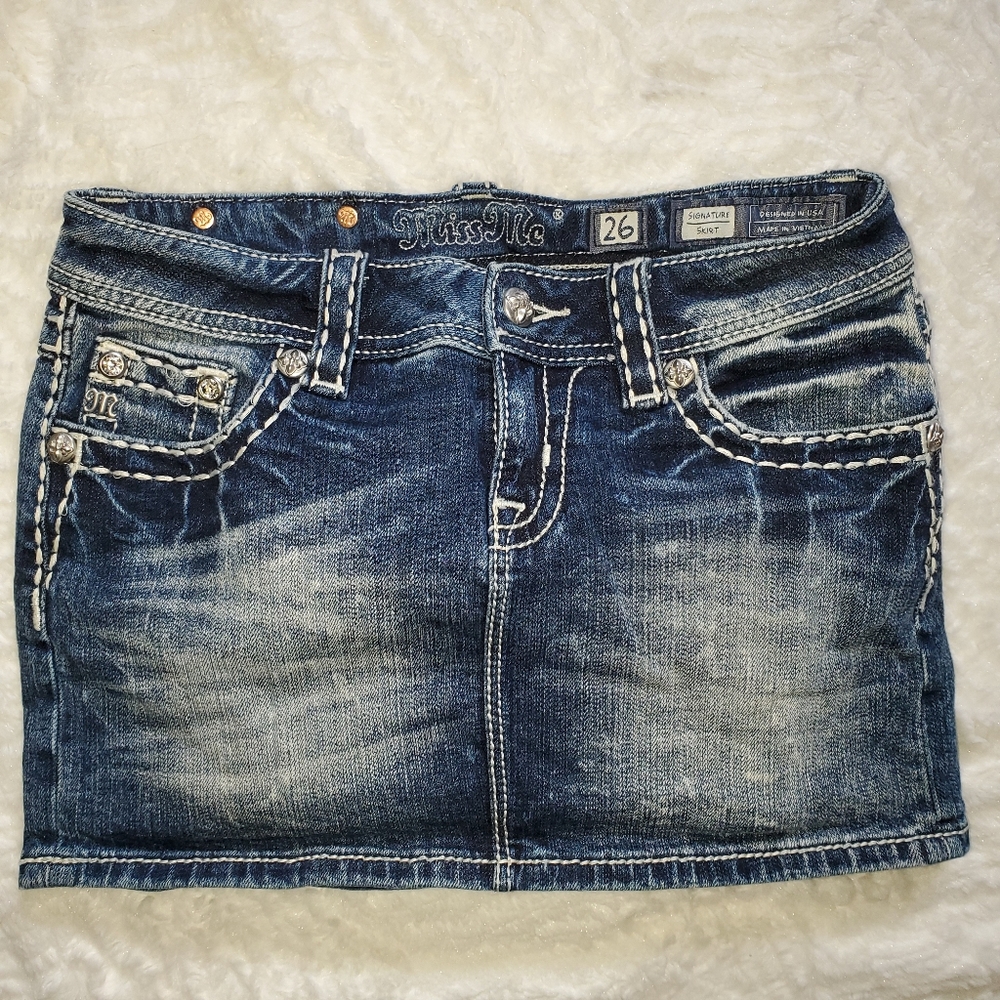 Miss Me Jean Miniskirt
